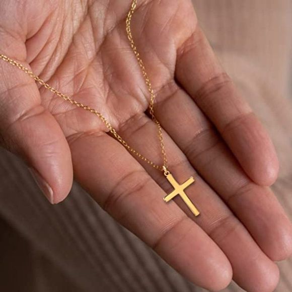 Cross Necklace for Women, 14K Gold Plated/Sterling silver Chain Necklace - Picture 2 of 4